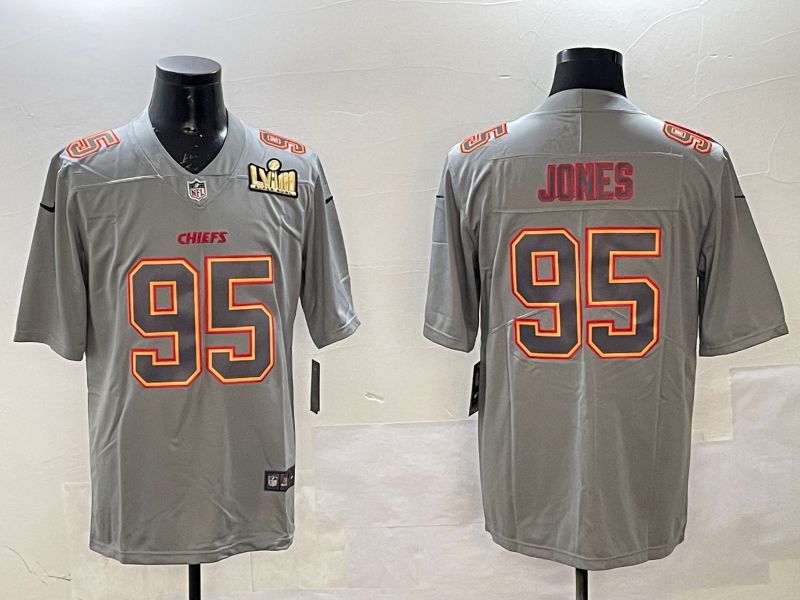 Men Kansas City Chiefs #95 Jones Grey 2025 Nike Vapor Limited NFL Jersey style 2101